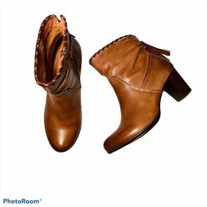 PIKOLINOS cognac leather booties whipstitch fringe
